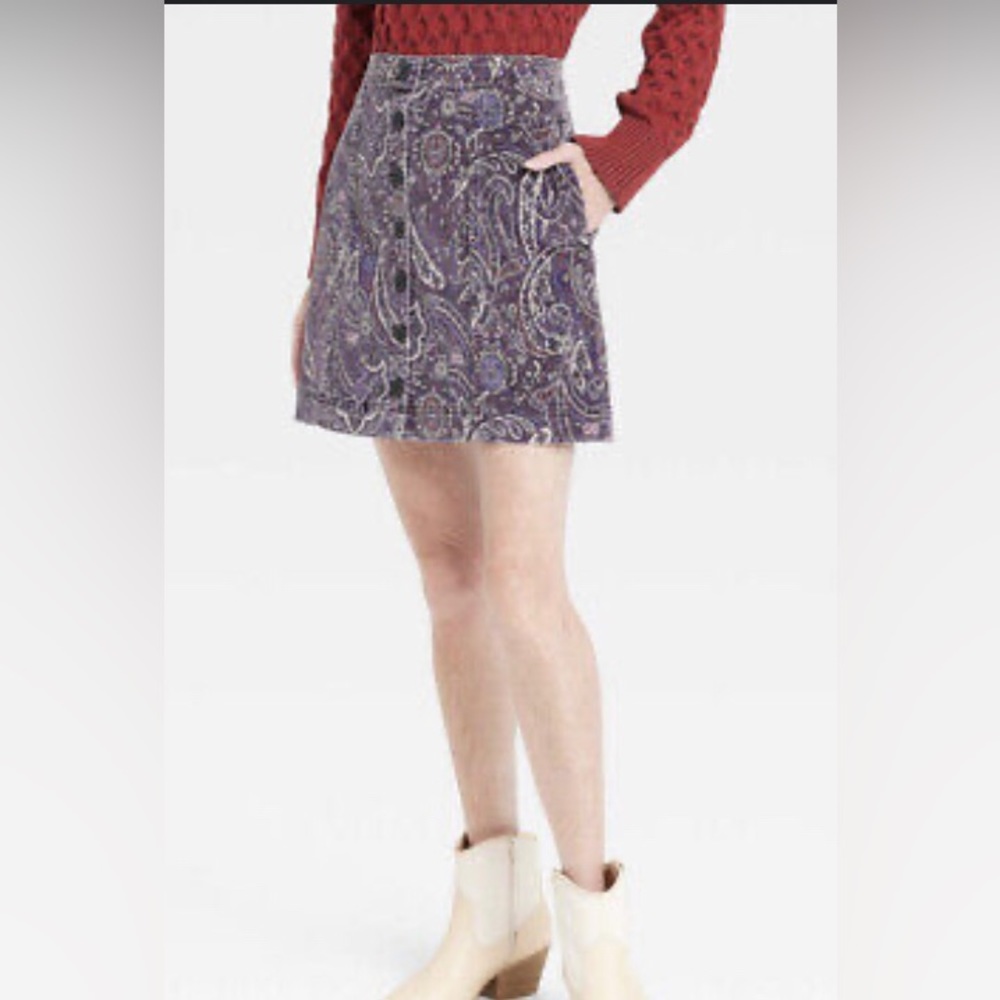 NEW Knox‎ Rose Paisley Cord Skirt. Size 14